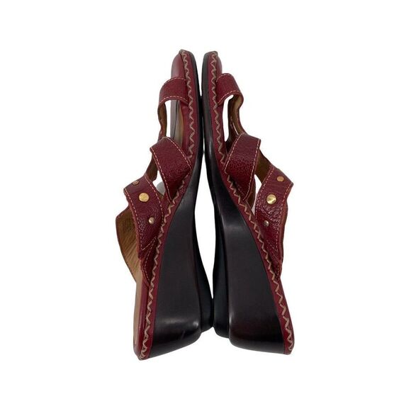 Nurture Comfort Sandals Red Leather Womens Size 8 Lewis Studded Med Wedge Heel - Picture 7 of 10